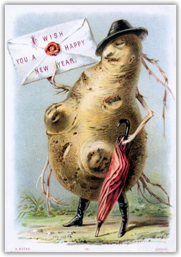 Victorian New Year card- Vegetable Man